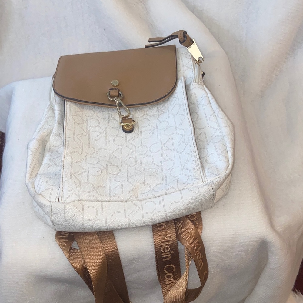 Calvin Klein Cream and Brown Women's Backpack